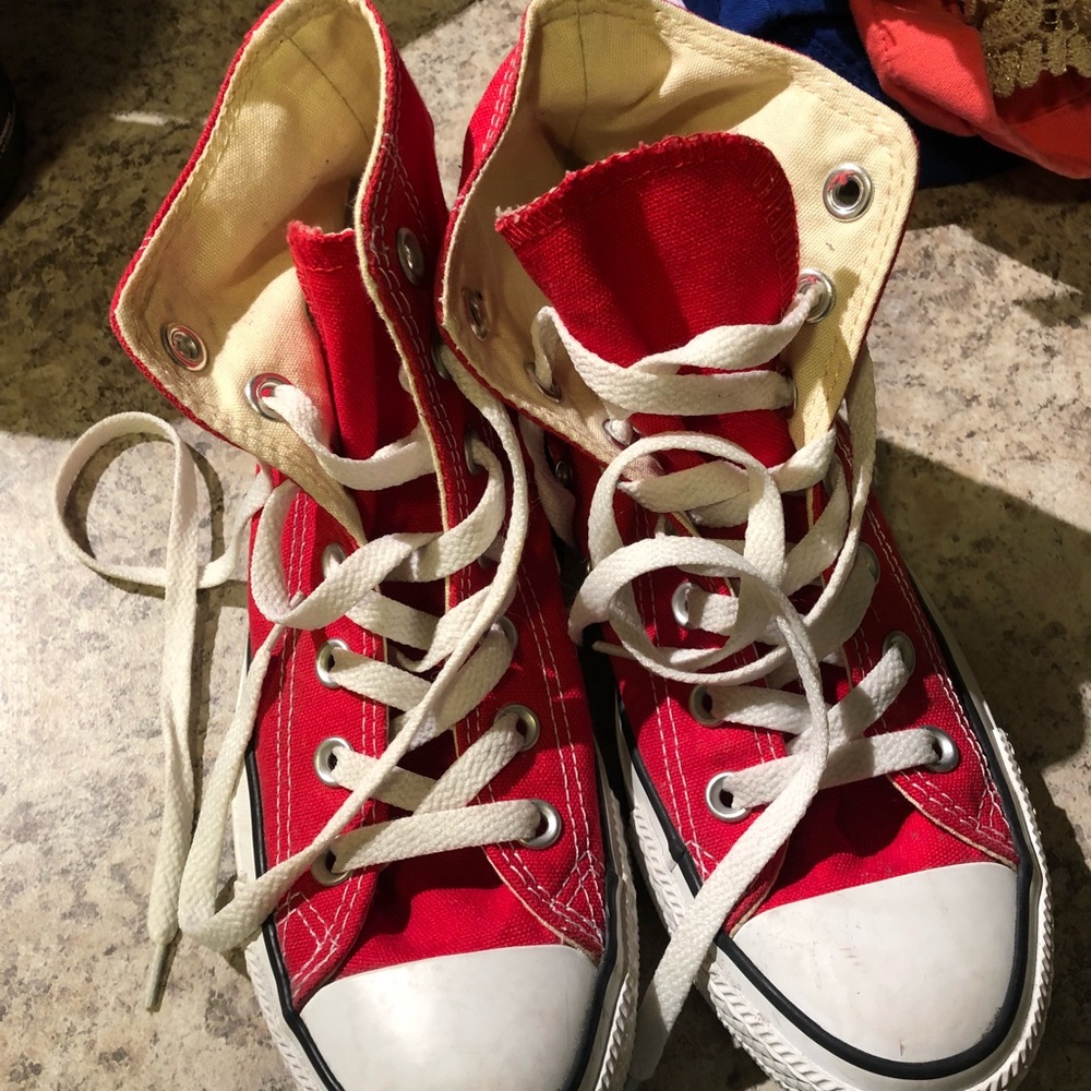 Red converse hightops